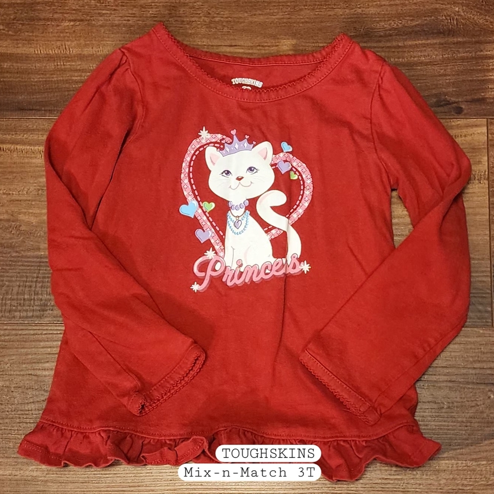 Toughskins Red Long Sleeve Cat Tee